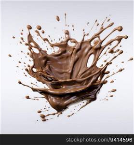 splash of brownish hot coffee or chocolate isolated on white background. for printing, web design, product.