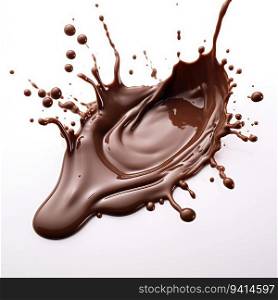 splash of brownish hot coffee or chocolate isolated on white background. for printing, web design, product.