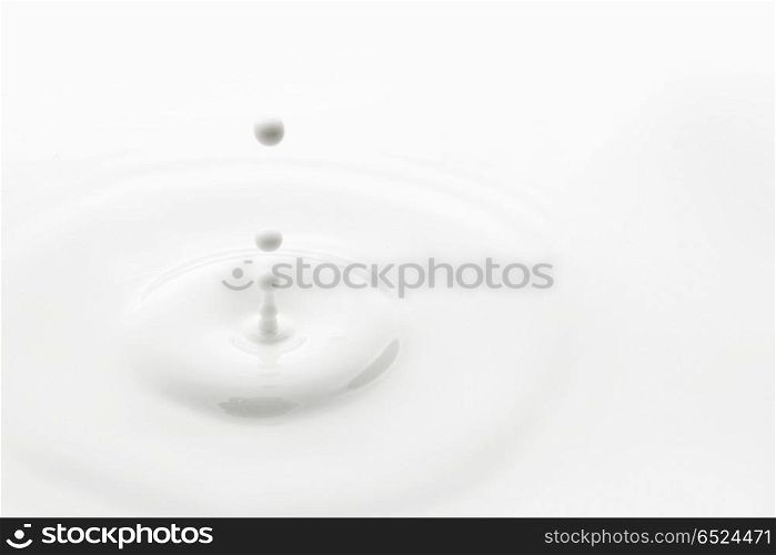 Splash of milk and drops macro close-up background. Splash of milk