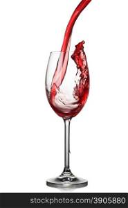 Splash of wine in glass isolated on white