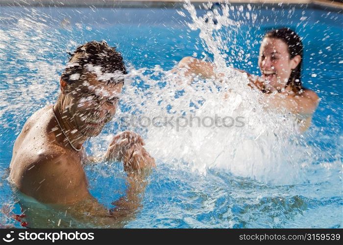 Splashing in a swimming pool