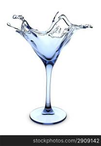 Splashing martini cocktail glass (3d isolated on white background objects series)