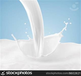 splashing milk on a blue background