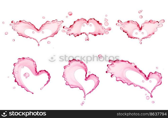 Splashing of juice, heart of juice abstract background, isolated 3d rendering 