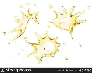 Splashing of oil, juice splash abstract background, isolated 3d rendering 