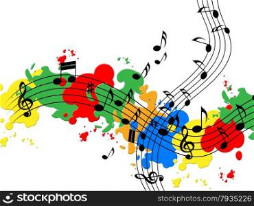 Splat Paint Showing Music Sheet And Colorful