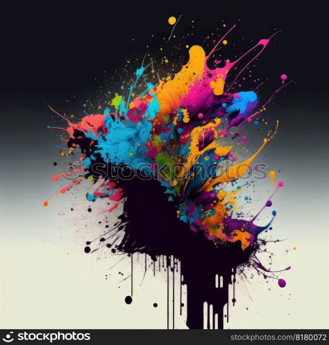 Splatters of colorful concept isolated on background. Inspiration of abstract blending multicolor creativity. Finest generative AI.. Splatters of colorful concept isolated on background.