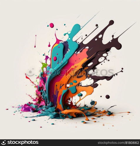 Splatters of colorful concept isolated on background. Inspiration of abstract blending multicolor creativity. Finest generative AI.. Splatters of colorful concept isolated on background.