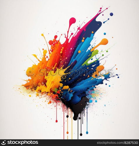 Splatters of colorful concept isolated on background. Inspiration of abstract blending multicolor creativity. Finest generative AI.. Splatters of colorful concept isolated on background.