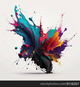 Splatters of colorful concept isolated on background. Inspiration of abstract blending multicolor creativity. Finest generative AI.. Splatters of colorful concept isolated on background.