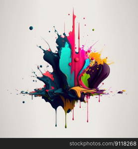Splatters of colorful concept isolated on background. Inspiration of abstract blending multicolor creativity. Finest generative AI.. Splatters of colorful concept isolated on background.