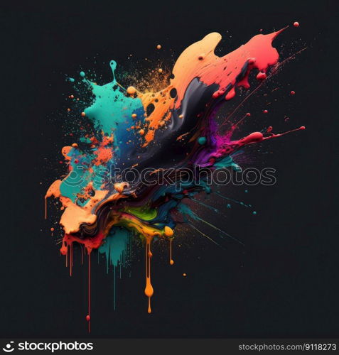 Splatters of colorful concept isolated on background. Inspiration of abstract blending multicolor creativity. Finest generative AI.. Splatters of colorful concept isolated on background.