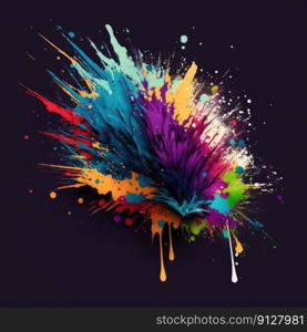 Splatters of colorful concept isolated on background. Inspiration of abstract blending multicolor creativity. Finest generative AI.. Splatters of colorful concept isolated on background.