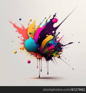 Splatters of colorful concept isolated on background. Inspiration of abstract blending multicolor creativity. Finest generative AI.. Splatters of colorful concept isolated on background.