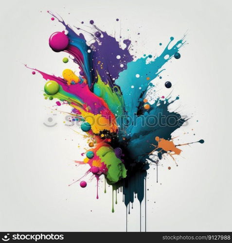 Splatters of colorful concept isolated on background. Inspiration of abstract blending multicolor creativity. Finest generative AI.. Splatters of colorful concept isolated on background.