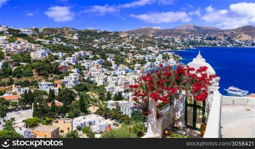 Splendid Leros island. Picturesque Platanos bay and village, Greece