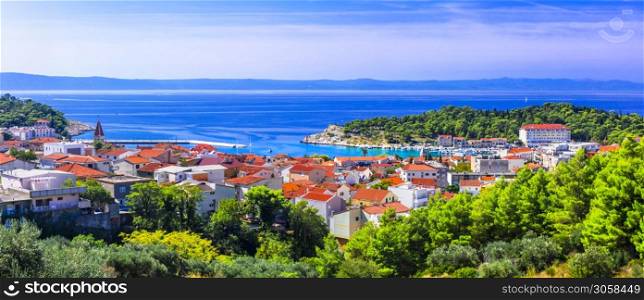 Splendid view of beautiful Adriatic coast. Makarska riviera in Croatia