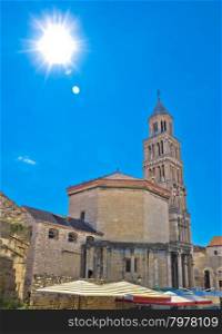 Split ancient cathedral verical view, UNESCO world heritage site, Dalmatia, Croatia
