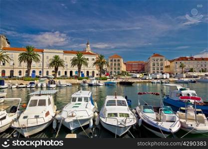 Split Riva waterfront colorful view, Dalmatia, Croatia