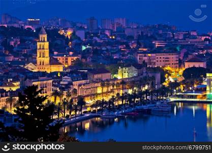 Split waterfront blue evening view, Dalmatia, Croatia