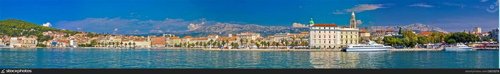 Split waterfront megapanoramic summer view, Dalmatia, Croatia