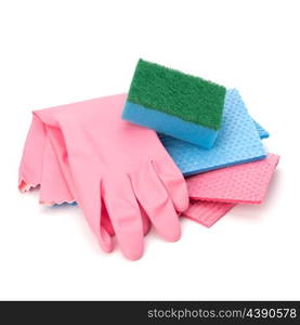 sponges group and gloves isolated on the white background