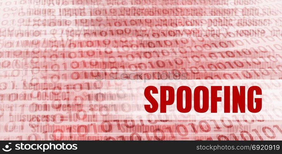 Spoofing Alert on a Red Binary Danger Background. Spoofing Alert