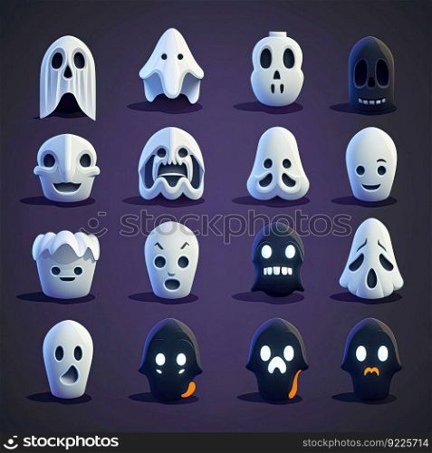 spooky ghost scary character ai generated. horror face, cute design, funny death spooky ghost scary character illustration. spooky ghost scary character ai generated