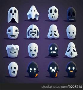 spooky ghost scary character ai generated. horror face, cute design, funny death spooky ghost scary character illustration. spooky ghost scary character ai generated