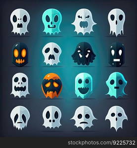 spooky ghost scary character ai generated. horror face, cute design, funny death spooky ghost scary character illustration. spooky ghost scary character ai generated