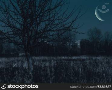 Spooky night on the old cemetery, abstract backgrounds