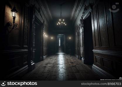Spooky space with low light . Horror scene.Creepy and Haunting created by generative AI 