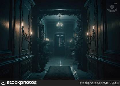 Spooky space with low light . Horror scene.Creepy and Haunting created by generative AI 