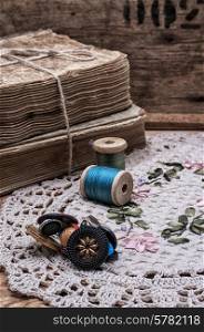 spool sewing thread and buttons