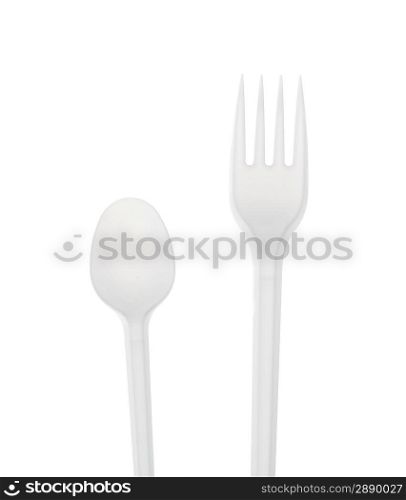 Spoon and fork isolated ovet white
