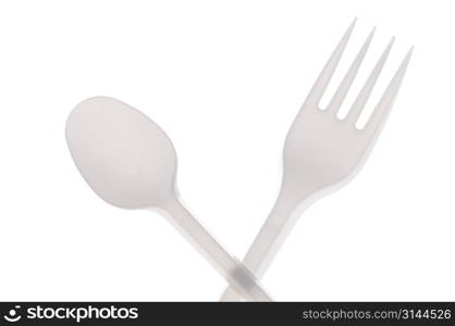 Spoon and fork isolated ovet white