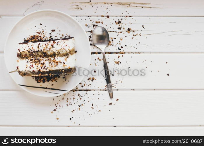 spoon near piece cake