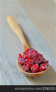 spoon of dried cranberries