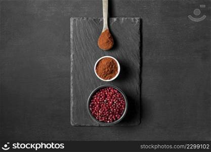 spoons with powder spices table