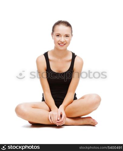 sport and health care concept - beautiful girl in black cotton underwear