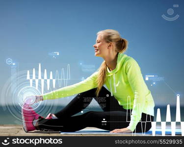 sport and lifestyle concept - woman doing sports outdoors