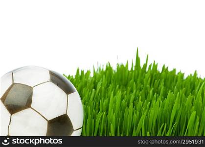 Sport concept - football on the green glass