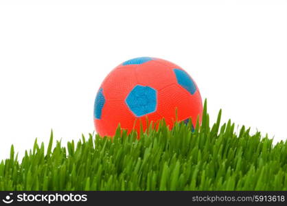 Sport concept - football on the green glass