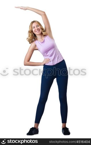 Sport concept - Woman doing sports on white