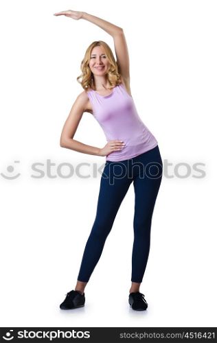 Sport concept - Woman doing sports on white