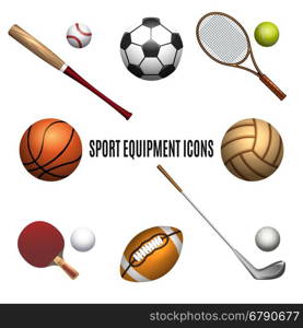 Sport equipment icons set. Sport equipment icons set. Sport equipment isolated on white background. Vector illustration