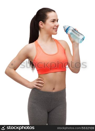 sport, excercise and healthcare - sporty woman with water bottle