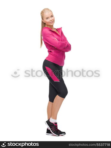 sport, fitness and dieting concept - beautiful sporty woman