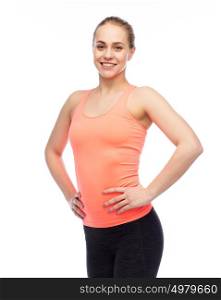 sport, fitness, lifestyle and people concept - happy smiling sportive young woman. happy smiling sportive young woman