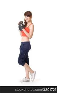 Sport girl with baseball glove